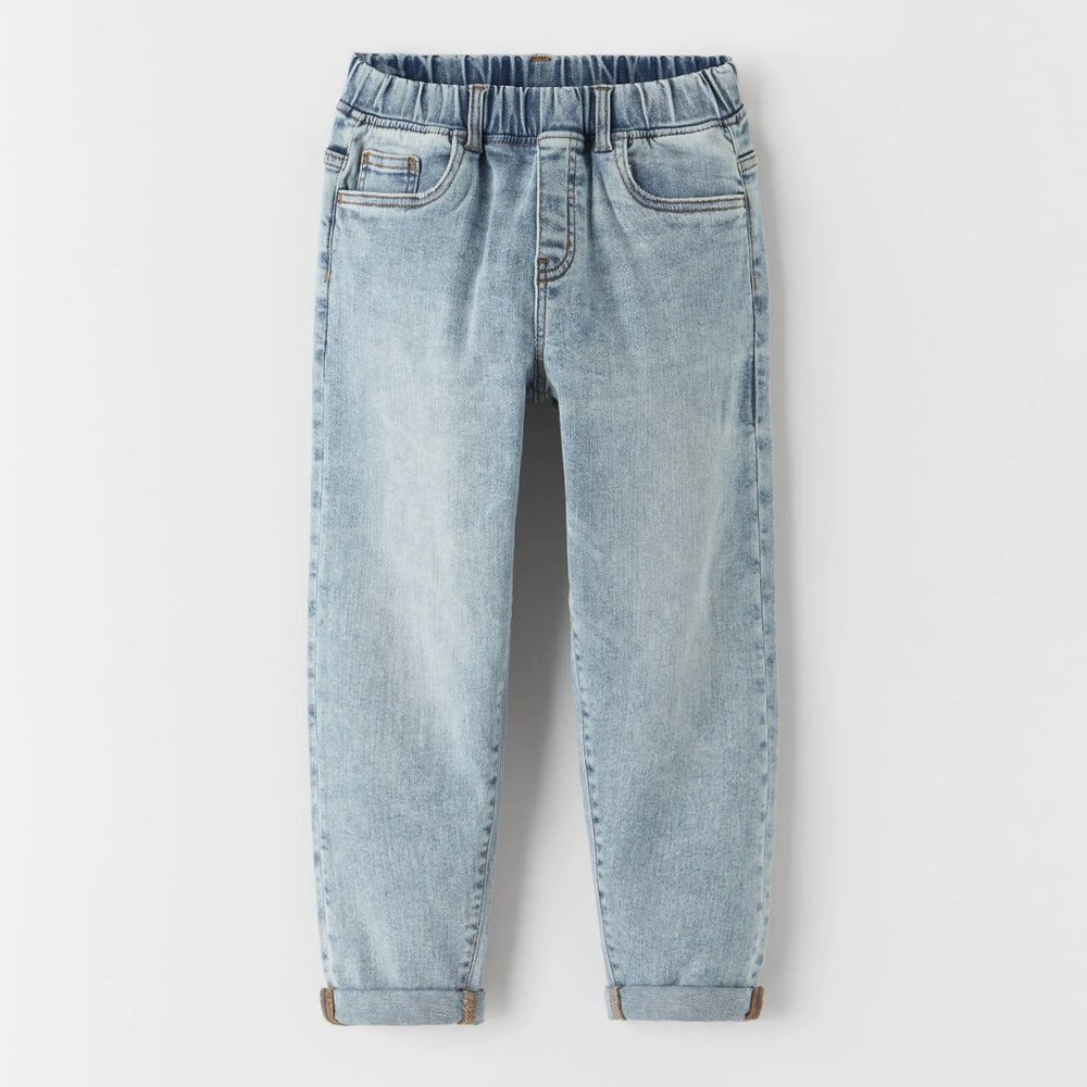 ZARA Kids Balloon Fit Comfy Bleach Wash Jeans - Picture 1 of 17